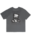 Szary t-shirt oversize z autorskim nadrukiem Cuddly Toy dla tancerzy hip-hop, marka ERFEDEN.